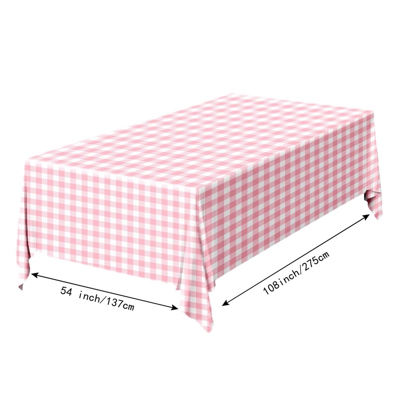 FALIZIFU 2 Pack Pink Gingham Tablecloth 54 × 108 Inch