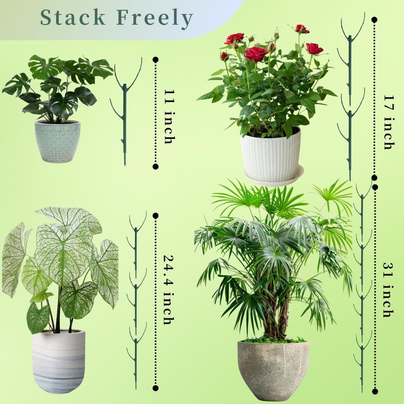 YOYOKIT 5 Pack Stackable Plant Support Stakes, 38inch Climbing Plant