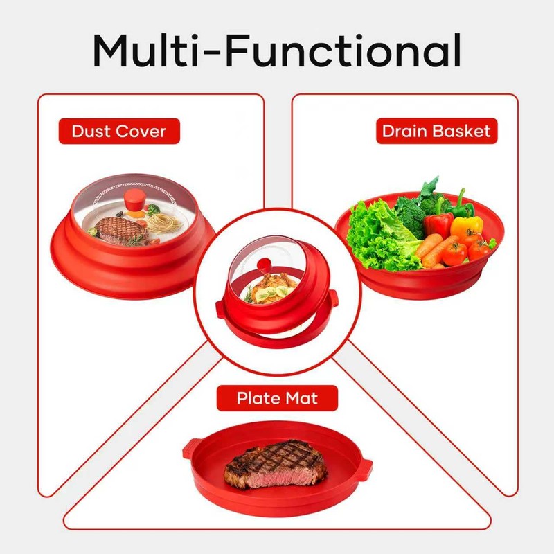 2 in 1 Microwave Splatter Cover for Food with Anti-scald