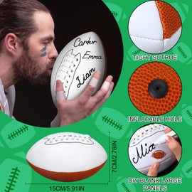Jenaai 6 Pcs 5.91 Inch Autograph Football Blank Mini Football Size 1 Autograph Customized Trophy for Rugby Game Wedding Garter Toss(12 Pcs,3 White Panels)
