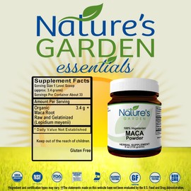 Nature's Garden - Organic Maca Root Powder - 4 oz Herbal Powder