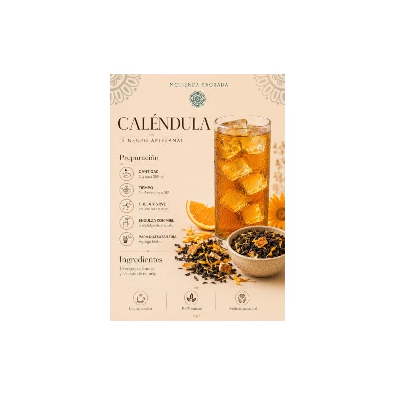 Molienda Sagrada Té Negro Calendula, 250 gramos