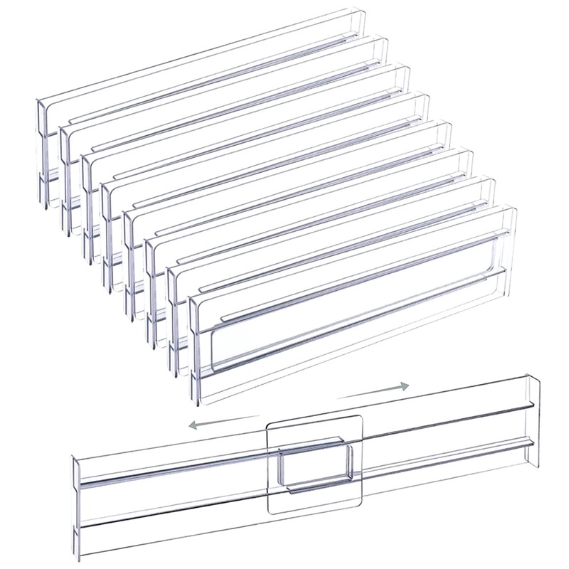 Adjustable Clear Drawer Dividers for Clothing and Utensils – Expandable