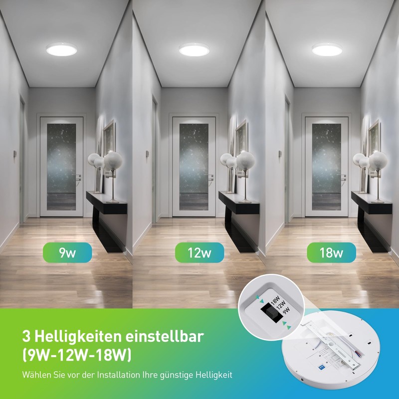 Yafido Ceiling Light with Motion Sensor 9W-12W-18W, 3000K-6000K LED Ceiling