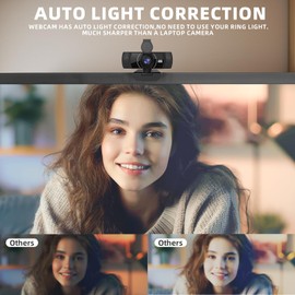 Full HD Webcam for PC 1080P with Microphone,Computer Webcam 110° Field of View Streaming Camera with Cover Tripod Auto Light Correction Webcams for Zoom,Video Call, Skype,Teams