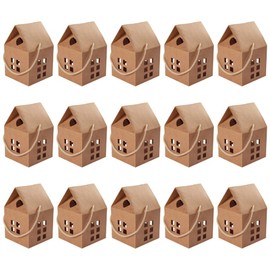 Party Treat Containers House Shaped Paper Candy Box 15Pcs Party Favor Candy Boxes House Shape Kraft Paper Package Box for Christmas Packing Small Packaging Supplies
