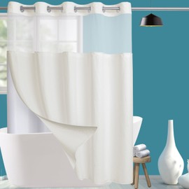 Conbo Mio Waffle Weave Hotel Style Shower Curtain with Snap in Liner for Bathroom Waterproof Machine Washable Shower Curtain (Waffle-Beige,71"(W) x 84"(H))