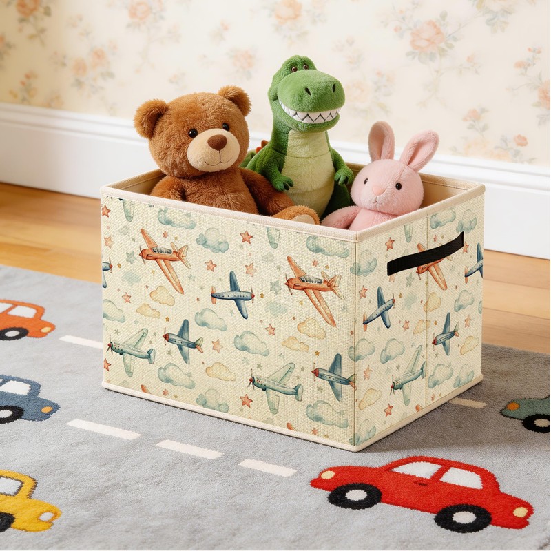 OTOUO Airplane Storage Bin, Toy Book Clothes Organizer, Cartoon Nursery