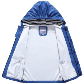 BenBoy Kids Rain Jacket Lightweight Raincoat Hooded Outdoor Waterproof Windbreaker for Boys Girls,YY468-Royalblue+Navyblue-86