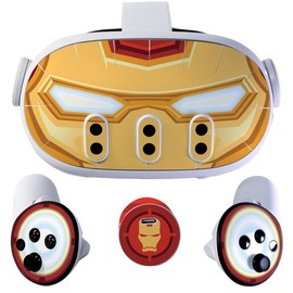 Easy-to-Apply Skin Sticker Kit compatible with Meta Quest 3 VR headset - Iron Mask virtual reality accessory - VR protector skin covers