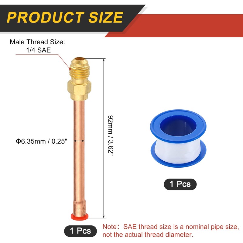 uxcell 2Pcs Brass Pipe Fitting, 1/4 SAE Male Thread x
