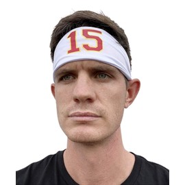 Mahomes Headband 15 Football Sweatband White Home Costume