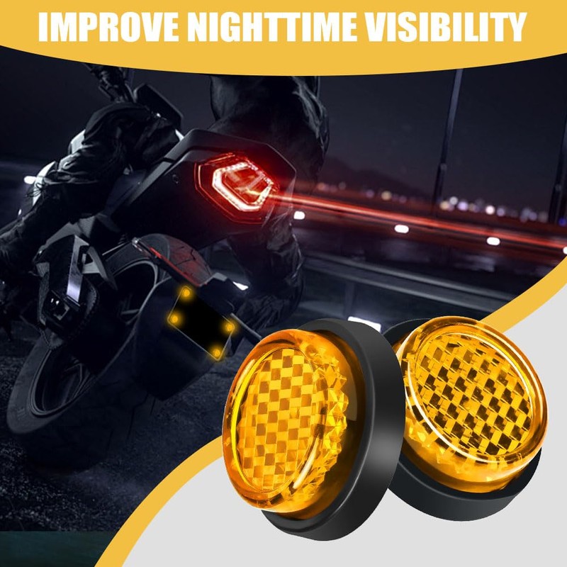 AYBUY 6Pcs Round Motorcycle Reflectors, Stick-on Safety Reflectors, 24mm Mini