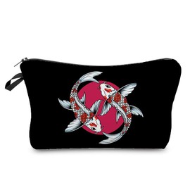 Livel lhood Koi Fish Cosmetic Bag for Women Cute Small Makeup Bag for Purse Travel Toiletry Zipper Pouch for Girls Gift for Fish Lovers Lucky Koi Fish Makeup Bag for Her