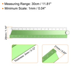 HARFINGTON 2pcs Folding Straight Ruler 30cm Metric Aluminum Alloy Protractor Foldable Angle Ruler Geometric Measuring Tool for Architects Artists Office, Green/Pink