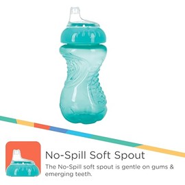 Nuby - Paquete de 3 tazas para beber sin derrames para niños pequeños, a prueba de derrames con agarre fácil y firme, azul, agua, verde