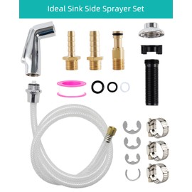 Universal Kitchen Sink Spray Attachment/Hose/Holder Set, Kitchen Side Sprayer Compatible with Moen/Delta Faucet, Kitchen Sink Faucet Sprayer Replacement, Chrome Finish