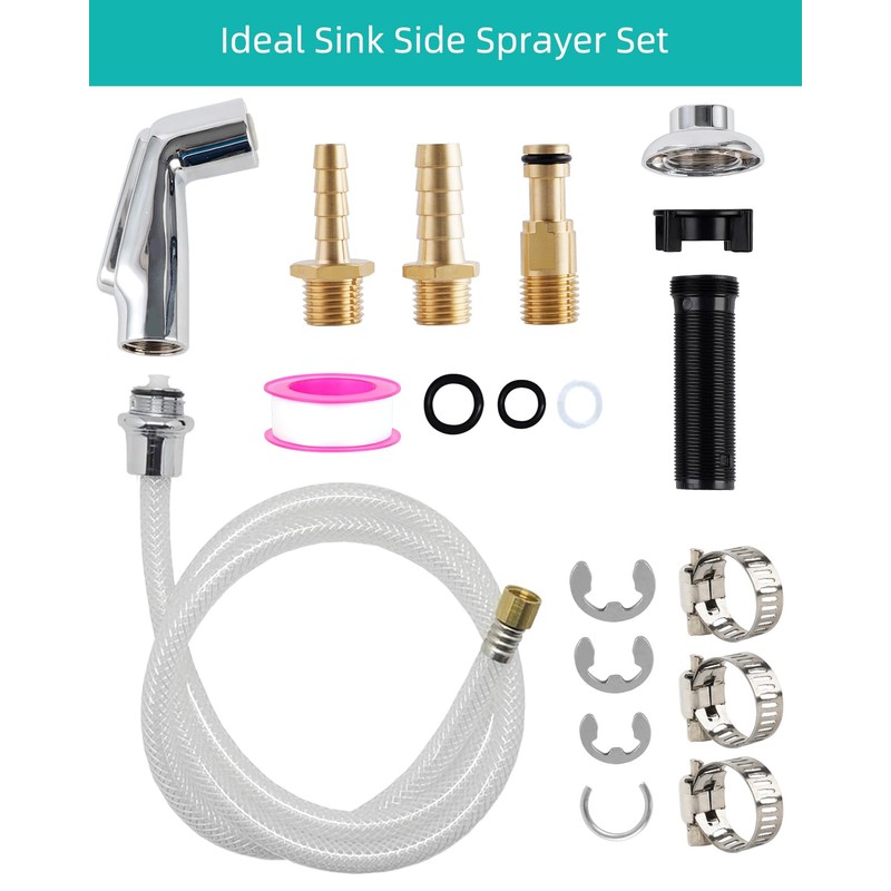 Universal Kitchen Sink Spray Attachment/Hose/Holder Set, Kitchen Side Sprayer Compatible