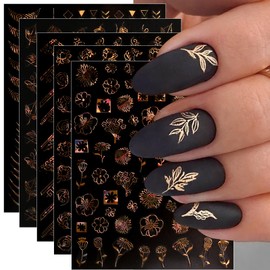 JMEOWIO 12 Sheets Spring Flower Nail Art Stickers Decals Self-Adhesive Pegatinas Uñas Summer Floral Gold Nail Supplies Nail Art Design Decoration Accessories