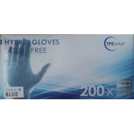 TPEMAX Latex-Free Hybrid Blue Colour Gloves - 1 Box of 200 Gloves - Medium