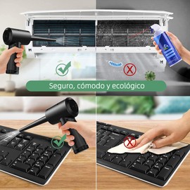 LKUWEE Aire Comprimido para PC - Reutilizable Aire Comprimido Plumero Electrico, 51000 RPM 3 Speeds 6000 mAh Sopladora de Aire, Soplador de Aire para la Limpieza de Huecos, Ordenador