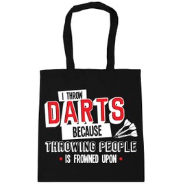 Hippowarehouse I Throw Darts Because Throwing People is Frowned Upon Tote Shopping Gym Beach Bag 42cm x38cm, 10 litres