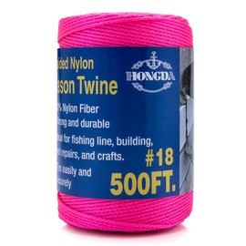 HONGDA Nylon Twine, 500 Feet #18 Braided Nylon Mason line String Perfect for Masonry Jobs and for The Layout of General Construction, Gardening, DIY Project, Fluorescent Pink
