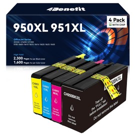 4Benefit 950XL 951XL Ink Cartridges Combo Pack Compatible for HP 950 951 XL Use with HP OfficeJet Pro 8600 8610 8620 8100 8630 8660 8640 8615 76DW 251DW - 4 Pack