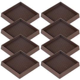Furniture Pads Rubber Furniture Caster Cups, Anti-Sliding Bed Stopper Floor Protectors with Grip, 2x2 Square Non Slip Furniture Pads - Protect Any Flooring (Brown, 8 Pack)