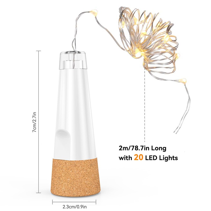 Dumcuw Bottle Lights, 20 LED Fairy Lights Battery Operated USB