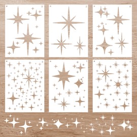 HJZHII 6Pcs Large Star Stencil for Painting, Reusable Star Stencil