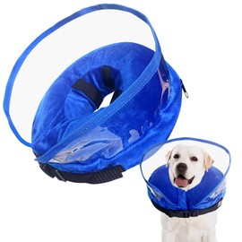 Winmany Inflatable Collar for Dogs Cats Protective Cone Recovery Neck Collar After Surgery Neutering Adjustable Pet Donut Collar with Baffle Prevent from Biting and Scratching (Blue, S)