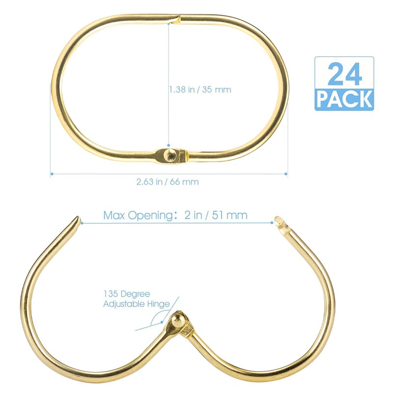 Goowin 24 Pcs Shower Curtain Rings, Oval Snap Shower Rings