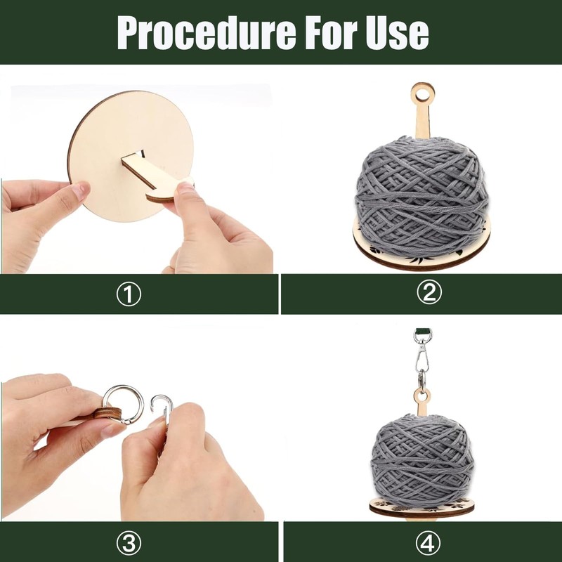 Fertrey Portable Wooden Wrist Yarn Holder with Leather Strap, Knitting