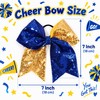 Glitter Cheer Bows for Cheerleader Gold and Blue Large Ponytail