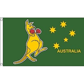 AZ FLAG - Boxing Kangaroo Flag - Large 5x8 Ft - 100D Polyester Australian National Symbol - Australia Big Banner with Two Metal Grommets - Fade Resistant - Vivid Colors - 5' x 8' Feet - 250x150 Cm
