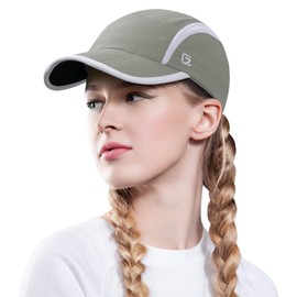 GADIEMKENSD Women's Foldable Light Cap Quick Dry Ultra-Thin Unstructured Tech Running Hat Reflective UPF 50+ Baseball Caps Cooling Ponytail Hats Fitted for Beach Tennis Travel Hiking Golf Light Grey