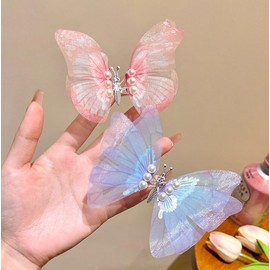 5 Pcs 3D Colorful Moving Wings Butterfly Hair Clips Realistic Colorful Organza Butterfly Handmade Hair Clips Barrette Hair Pins Hair Accessories for Women Girls