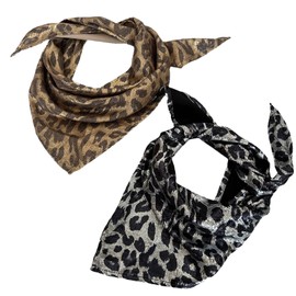 JIAHG Womens Y2K Leopard Print Head Scarf Bandana Satin Silk Triangle Head Scarf Wrap Shiny Lightweight Hair Accessory for Party Festival Dance Streetwear Daily Use