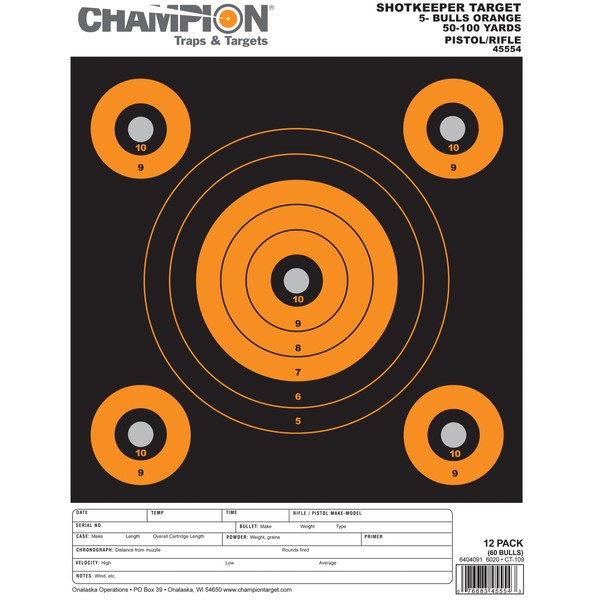 Champion Shop keeper 5-Bulls Target - Pack of 12 (Large, Orange)