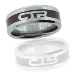One Moment In Time J185 Size 10 Duo Titanium Ion Wood & Steel Ring Mormon LDS CTR