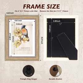 AAQ 4 Pack 5x7 Picture Frame - Picture Frames with HD Plastic Cover,Photo Frame for Wall & Tabletop Picture Frames