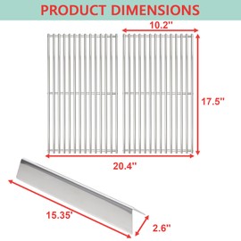 WEBROIL 7637 Grill Grates & 7635 Flavorizer Bars for Weber GS4 Spirit I/II 200 Series,for Spirit S210 E210 S215 E220 E215 S220 Grill with Front-Mounted Control, Replacement Parts for Weber 67045 67022