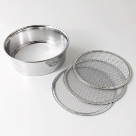 Wazakura Silver Stainless Steel Sifting Sieve With 3 Mesh Screens For Gardening And Co...