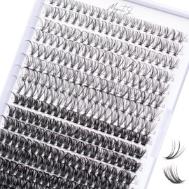 Lash Clusters 320pcs Individual Lashes 20D&50D DIY Lash Extensions D Curl Lash Clusters False Eyelashes Natural Look 10-16mm Mix Cluster Eyelash Extensions EASY TO USE (20D+50D-0.07D)