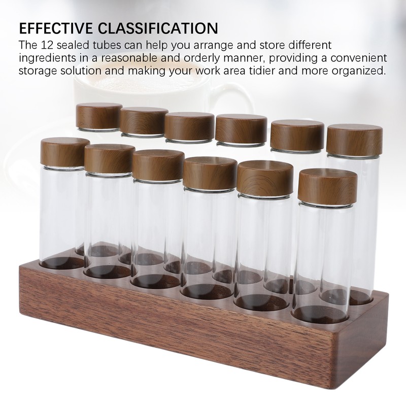 12pcs Coffee Bean Storage Tubes Glass Sealed Dosing Coffee Bean