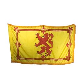 3x5' Scotland Lion Indoor Flag with Pole Hem and Gold Ornamental Fringe, Made in USA