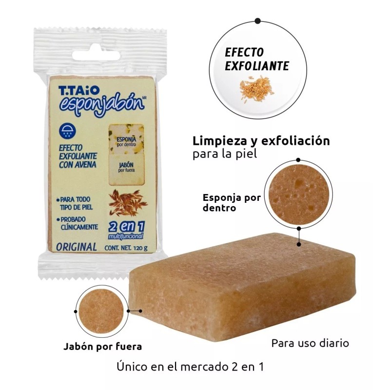 T.Taio Esponja Y Jabón 2 En 1, Concha Nácar 5pzas