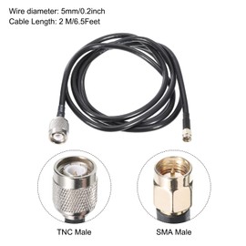 MECCANIXITY 1Pcs 6.5FT RG58 Coaxial Cables SMA Male to TNC Male Low Loss RF Coaxial Cable Black for CB,Amateur,Two-Way Radio,SWR Meter,Antenna,Walkie