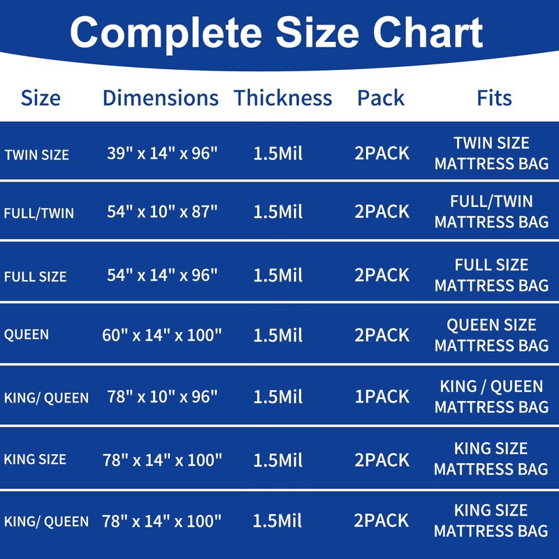 TopSoon Mattress Bag for Storage Mattress Disposal Bag King/Queen Size